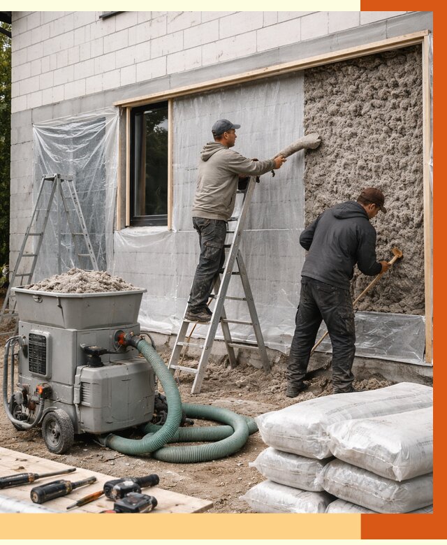 Утепление дома из газобетона эковатой в Дивногорске от 4550 руб./м2 | ТепломастерДвн