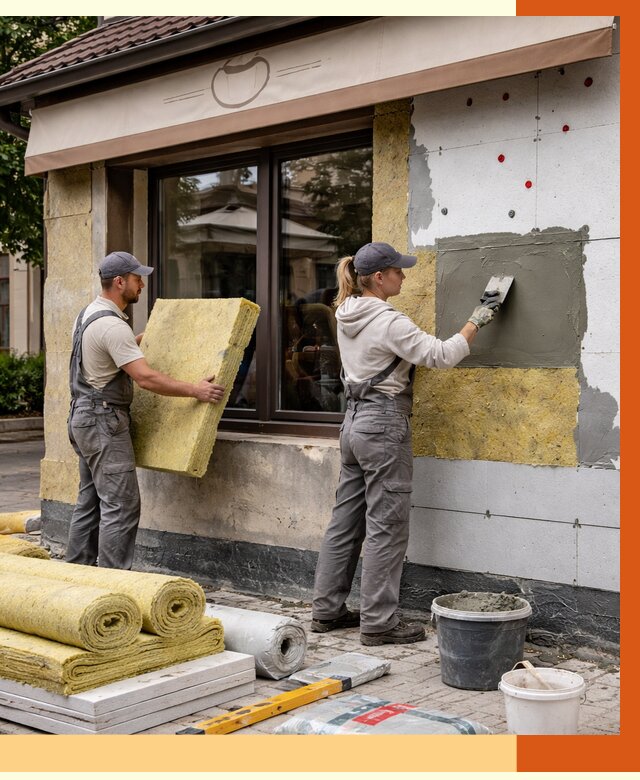 Утепление кафе в Дивногорске от 4246 руб/м2 — комплексно под ключ | ТепломастерДвн